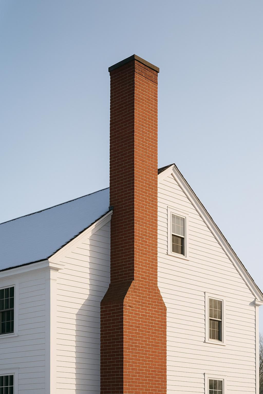 Brick chimney on a colonial house (illustration)